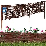 KOTARBAU® Beetbegrenzung Weidenzaun 120 x 20 cm Zaun Beeteinfassung Beet Beetumrandung Steckzaun Rasenkante Weide Beeteinfassung Gartenzaun Zum Stecken Flexible Weidengeflecht