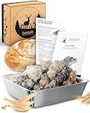besøk Lavasteine Backofen zum Brot backen inkl. Edelstahl Dampfschüssel für optimale Wärmeverteilung dank natürlichen Wasserdampf, Brot Back Zubehör für knuspriges selbst gemachtes Brot