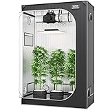VEVOR Growbox 122 x 61 x 183 cm Gewächshaus aus 22 mm Stahl-Rahmen und 2000D Oxford-Gewebe Growtent 60 kg Tragfähigkeit Growschrank Geeignet für 150 W Wachstumslicht Indoor Zuchtzelt