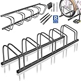 KESSER® Fahrradständer für 5 Fahrräder inkl. Parkschild | Mehrfachständer mit 37cm Radabstand für 30-65mm Reifenbreite | Fahrradhalter Aufstellständer für Boden- oder Wandmontage | Radständer Schwarz