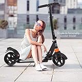 Hesyovy Leicht Scooter T-Style Stabile, aus Aluminiumlegierung, Klappbar und Höhenverstellbar, Big Wheel 195mm Räder Cityroller für Erwachsene