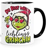 MoonWorks® Tasse Weihnachten Du bist mein Lieblingsgrinch Spruch Lustig Geschenkidee Lieblingsmensch weiss-innen-schwarz standard