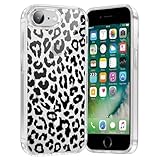 Saqmkil Handyhülle Magnetische für iPhone 8/7/SE 2020/SE 2022 4,7' Hülle,Kompatibel mit MagSafe, Durchsichtig Aesthetic Muster Leopard Mädchen Case, Transparent Weich Silikon TPU Stoßfeste Cover, 03