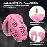 BDSMYOU W-8.0 Peniskäfig,3D Waben Harz Chastity Cage Male BDSMs Spielzeug Hart,mit Super-Unsichtbar Schloss & 4 Arc Penis Ring,Keuschheitskäfig Herren Cock Cage BDSM Keuschheitsgürtel (Rosa, L)