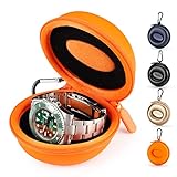 HELMDY Uhrengehäuse Uhrenbox Organizer für Damen und Herren, Reise-Uhrenetui 1 Slot, Tragbare Einzeluhr-Aufbewahrungsbox - Für alle Armbanduhren & Smart Watch bis zu 50mm (Orange-1 Stück)