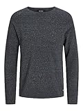 JACK & JONES Herren Strickpullover Rundhals Basic Langarm Sweater Baumwolle Shirt JJEHILL, Farben:Dunkelgrau,Größe Pullover:L