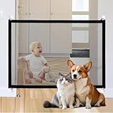 Türschutzgitter Ohne Bohren, 110 x 72 cm Treppenschutzgitter Ausziehbar, Schutzgitter Baby Gate Mit 4 Klebehaken, Türgitter Hunde, Katze Tür geeignet für Haustiere, Babys