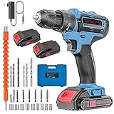Akkuschrauber Set 21V, Akku Bohrschrauber mit Koffer, Akku Bohrmaschine, 25+3 Drehmomentstufen, 2 * 2000mAh Akku, 24 PCS Zubehöre, 2 Gang