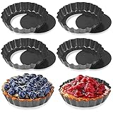 Klein Tarteform, 6pcs Tartelette 10cm, Tarteform mit Hebeboden, Tartelette Förmchen, Mini Törtchen Backblech, Non-Sticks Backform Rund