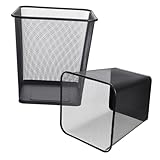 VALICLUD 2 Stück Metall Papierkorb Quadratisch Luftdurchlässig Langlebig Moderner Abfalleimer für Büro Bad Schlafzimmer und Küche Einfacher Papierkorb zur Mülltrennung Schwarz Große