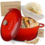 SCHMORGOLD Brotbackform 24cm inkl. Gärkorb - Gusseisen Topf zum Brot Backen - emaille Topf, Schmortopf Gusseisen, Brottopf, Brot Backen Zubehör