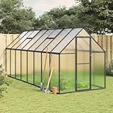 Gewächshaus mit Fundamentrahmen Anthrazit 445x169x195 cm Alu, Xichuzi Frühbeet, Tomatenhaus, , Treibhaus, Greenhouse, Garten Zubehör - 3266334