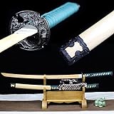 SAHROO 104cm Samurai-Schwerter aus Bambus, Katana mit Massivholz-Scheide und Metall handschutz, Hand gefertigte Bokken für Kendo-Training, Display, Heim dekor