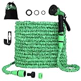 Gartenschlauch Flexibel, Wasserschlauch Flexibel, Flexibler Gartenschlauch 30m mit 8 Funktionen Sprinkler, Flexschlauch geeignet zum Bewässern von Blumen, Autowaschen, Haustierwaschen (Grün)
