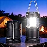 LIAISIMI 2 Stück LED Campinglampe, Faltbare Wasserdicht Camping Licht mit Haken, Tragbare Camping Laterne für Zelt, Wandern, Angeln, Batteriebetrieben (AAA, nicht enthalten)