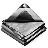 VOUNOT® 3x4m Abdeckplane 240 g/m² Wasserdicht LKW Plane mit Ösen, Schutzplane Gewebeplane für Gartenmöbel Holz Trampolin Poll Auto, Reißfest Beidseitig Beschichtet, Grau