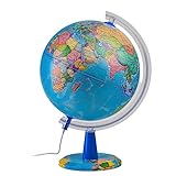 TOPGLOBE 30cm Leuchtglobus - Englische Karte - Schülerglobus Moderne Politische Weltkugel – pädagogische/geografische