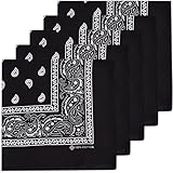 ZENO Schwarz Bandana – 100% Baumwolle & Natürliche Fasern – Schwarz Halstuch Ohne Polyester – Hochwertig, Weich, Langlebig & Waschmaschinenfest – Bandana Herren & Damen – Unisex & Kinder - 5 Pack