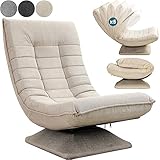 Casaria® Bodenstuhl verstellbare Rückenlehne 360° Drehbar Klappbar 150kg Belastbarkeit 60x105x87cm Gepolstert Wohnzimmer Gaming Relax Boden Sessel Creme