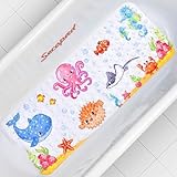 Secopad Baby Badewannenmatte für Badewanne, 100x40 cm rutschfeste Cartoon Badewannen Duschmatte für Kinder, Anti-Rutsch Badewannenmatte mit Saugnäpfen, Maschinenwaschbar, Pink Octopus