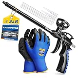 S&R Professional PU Schaumpistole Set, PU Bauschaumpistole PTFE vollbeschichtet, Profi Montageschaum Bauschaum Pistole antihaft, Ergonomisch präzise dosierbar, Industriequalität Ausschäumpistole