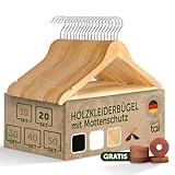 Blumtal Kleiderbügel Holz 20er Set - Holzbügel mit 360° drehbarem Metallhaken - Bügel aus robustem Holz mit Zedernholz Mottenschutz - Holzkleiderbügel mit Anti-Rutsch-Schicht & Einkerbungen - Hangers