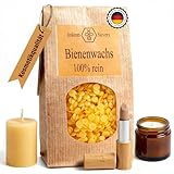 Bienenwachs Pastillen für Kosmetik, Kerzen & Wachspapier - Naturrein aus Deutschland - Ideal als Kerzenwachs zum gießen, für Seife & Holzpflege - 100g Wachs Granulat Beeswax Candle Wax - Nordbienchen