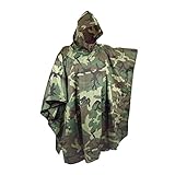 Megaprom Jagd Angeln Outdoor Army Bundeswehr Regenponcho Regenjacke Nässeschutz Camouflage Flecktarn Wasserdicht