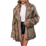 Große Größen Pelzmantel Damen Modische Einfarbig Kunstpelze Jacke Kunstfell Mantel Fellmantel Dicke Warme Winterjacke Winter Pelzjacke Langarm Wintermantel Felljacke Plüschjacke Übergangsjacke