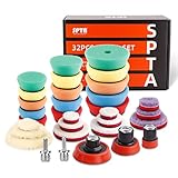 SPTA Mini Polierschwamm, 32tlg 25mm 50mm und 80mm Polierschwämme Auto Polierscheibe M14 Adapter Bohren für exzentrische Poliermaschine schleifmaschine