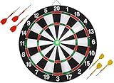 Queiting Dartscheibe Steeldart Klassische Dartboards 35cm mit 6 Dartpfeile Rotierender Nummernrin