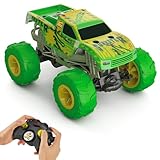 Hot Wheels Monster Trucks Gunkster RC Truck im Maßstab 1:15, leuchtet im Dunkeln, Action-Geländereifen mit Off-Road-Funktion, HTP15