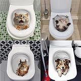 PIMXL 4 St. WC-Deckel Aufkleber, Entzückende Tiermotive, Wandsticker Klo Aufkleber Toilette, Cartoon Heimdekoration für eine Romantische Badezimmer-Dekoration