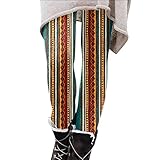 YIQIANYI Leggings Damen 3/4 Bootcut Warme Winter Frauen Herbst Winter Retro ethnischer Streifen Druck Leggings mit niedriger Taille Booty Hosenrock Kurz Leggings Damen Thermo Bootcut Jogginghose