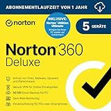 Norton 360 Deluxe inkl. Utilities Ultimate 2024 | 5 Geräte | 1-Jahres-Abonnement | PC/Mac/Android/iOS | Aktivierungscode per Email
