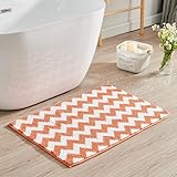 CozeCube Chevron Chenille-Badematten für Badezimmer, rutschfest, Plüsch, zottelige und saugfähige Mikrofaser, Badteppiche für Badezimmer, extra weiche Badematte, maschinenwaschbar für Dusche,