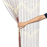 JDBDU Hölzern Perlenvorhang Hängender Türvorhang 90x175cm Perlenvorhang Dekovorhang Teilervorhang Bambusvorhang Holzperlen Vorhänge Tür