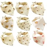 9 Stück Kleinkind-Speichelhandtücher, Kinder-Dreieckshandtücher, Musselin, Bedrucktes Dreieckstuch, Baby-Lätzchen
