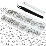 2150 Stück Strasssteine, 8 Größen Glitzersteine, Runde Kristall Rhinestones für Nagel Kunst Kleidung Handwerk, mit Pinzette und Strass Picking Stift