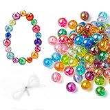 Altaroo 200 Stück Acrylperlen, Perlen zum Auffädeln, Perlen Groß 10mm & 8mm, Bunt, Runde, Durchsichtig, Bastelperlen für Armbänder, Halsketten