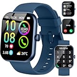 Smartwatch für Damen Herren, 1,96' HD Touchscreen Fitnessuhr mit Telefonfunktion, Smart Watch Fitness mit Herzfrequenz Schlafmonitor Schrittzähler, 113+ Sportuhr IP68 Wasserdicht für iOS Android Blau