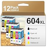 KEENKLE 604XL Kompatible Tintenpatronen für Epson 604 XL Multipack für Expression Home XP-4200 XP-4205 XP-3200 XP-3205 XP-2200 XP-2205 Workforce WF-2930 WF-2910 WF-2935 WF-2950 (12er-Pack)
