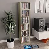 vidaXL CD Regal Ständer Aufbewahrung Standregal Medienregal Bücherregal Büroregal Dekoregal Aktenregal Sonoma-Eiche 21x20x88 cm Holzwerkstoff