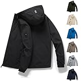 Winterjacke Herren Wasserdicht Winddicht Softshelljacke Warme Übergangsjacke Einfarbig Funktionsjacke mit Kapuze Reissverschluss Sweatjacke Leichte Stanzjacke Sportlich Outdoorjacke Discounter