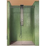IMPALLI Duschkabine Höhe 210 cm, ausziehbar 117-120 cm, Duschkabine mit langsamer Schließung, gehärtetes Glas 8 mm, transparent, Antikalk-Profile aus Aluminium (Nickel gebürstet 120)