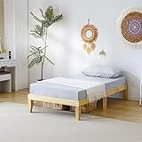 Bonnlo Holzbett 90x200cm mit Lattenrost, Bettgestell Natur, Hochbett aus 100% Kiefer