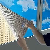 Reflektierende Fensterfolie mit Muster,Sichtschutz Wärmeisolierung Isolierfolie mit Saugnapf,UV-Schutz Sonnenschutzfolie Fenster Innen oder Außen,7 mm Aluminiumfolie Thermofolie