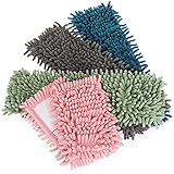 COM-FOUR® 4X Ersatz-Bezug für Bodenwischer - Wischbezug aus Microfaser Chenille zur gründlichen Reinigung - Wischmopp-Bezug zur Bodenreinigung (4 Stück - blau/rosa/grün/grau)