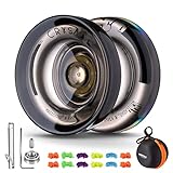 MAGICYOYO Dual Purpose Yoyo für Kinder Anfänger, Responsive Yoyo K2 Kristall Schwarz, Trick Yoyo Professional Ball mit unreaktionsfähigem Lager Lager Entferner Achse Achse Werkzeug Tasche