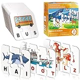 Shught Kinderspielzeug Lernspiele ab 3 4 5 6 7 Jahre - Buchstaben Lernen Spiel Spielzeug ab 3-7 Jahre Mädchen Junge Scrabble Buchstaben Spiel ab 3-7 Jahre Geschenk Junge Mädchen 3-8 Jahre